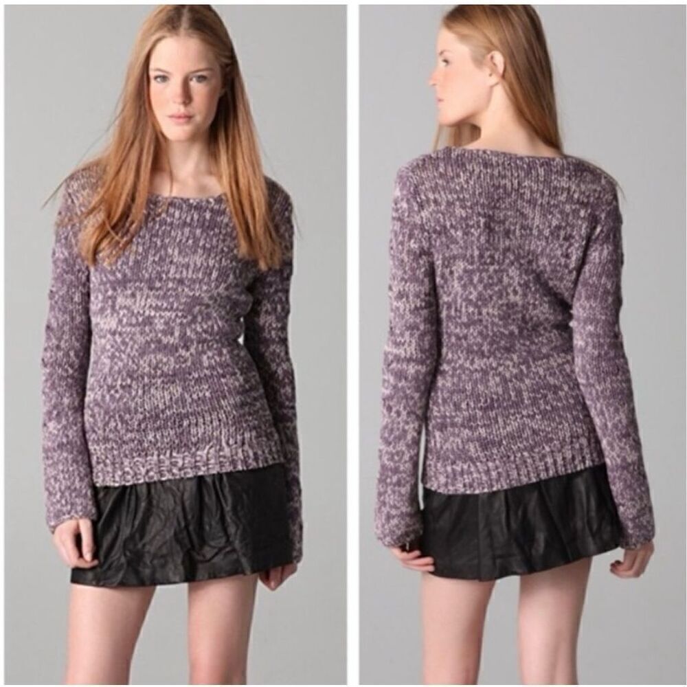 Theory Modele Honorata Paint Chunky Sweater in Mulberry Multi M